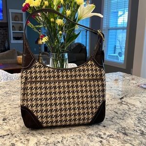 Coach Houndstooth Shoulder Bag. 12in.L x 8.5in.T (not including strap) x 3in.W.